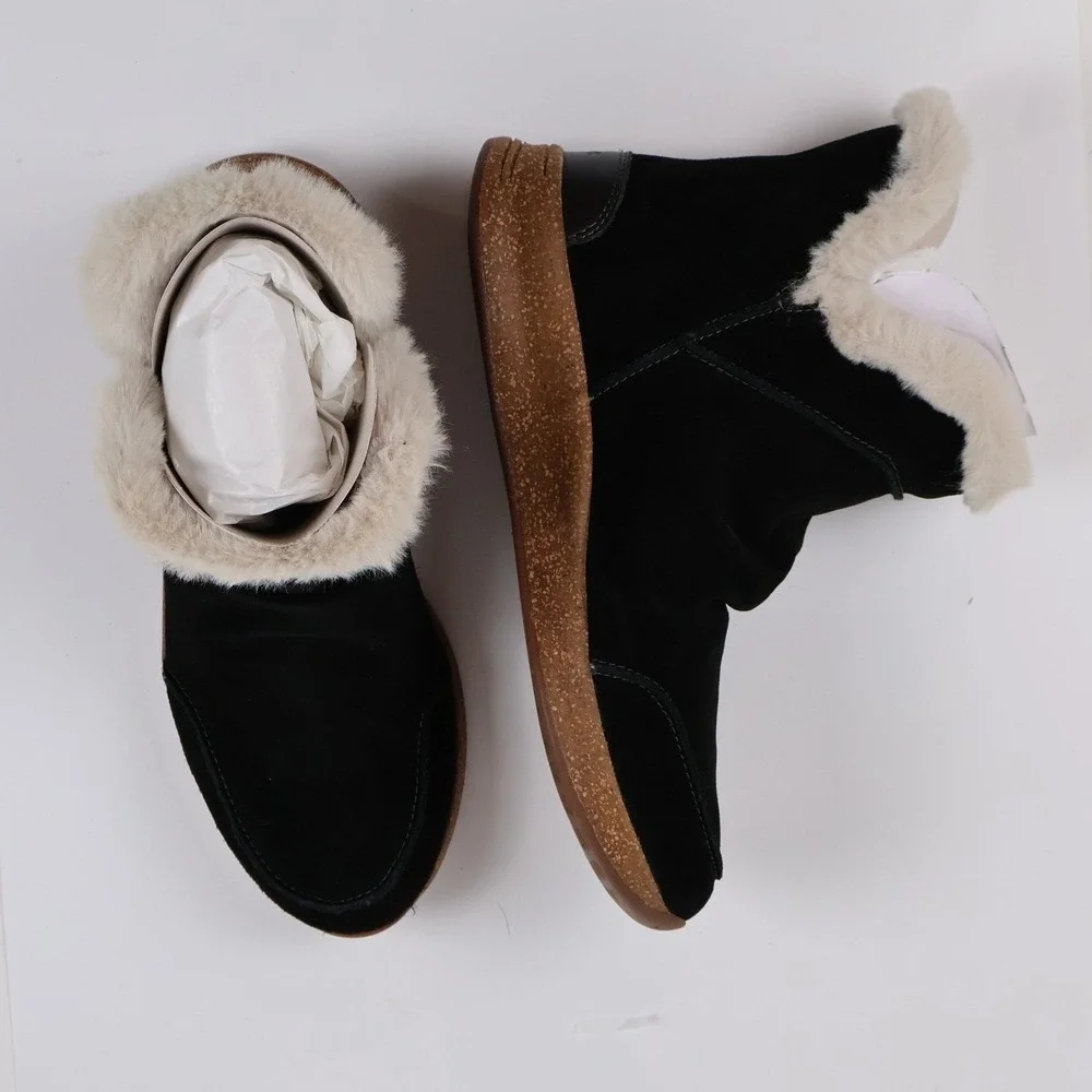 Taos Future Mid Boots Black Suede Faux Fur Size 8 New MSRP $185